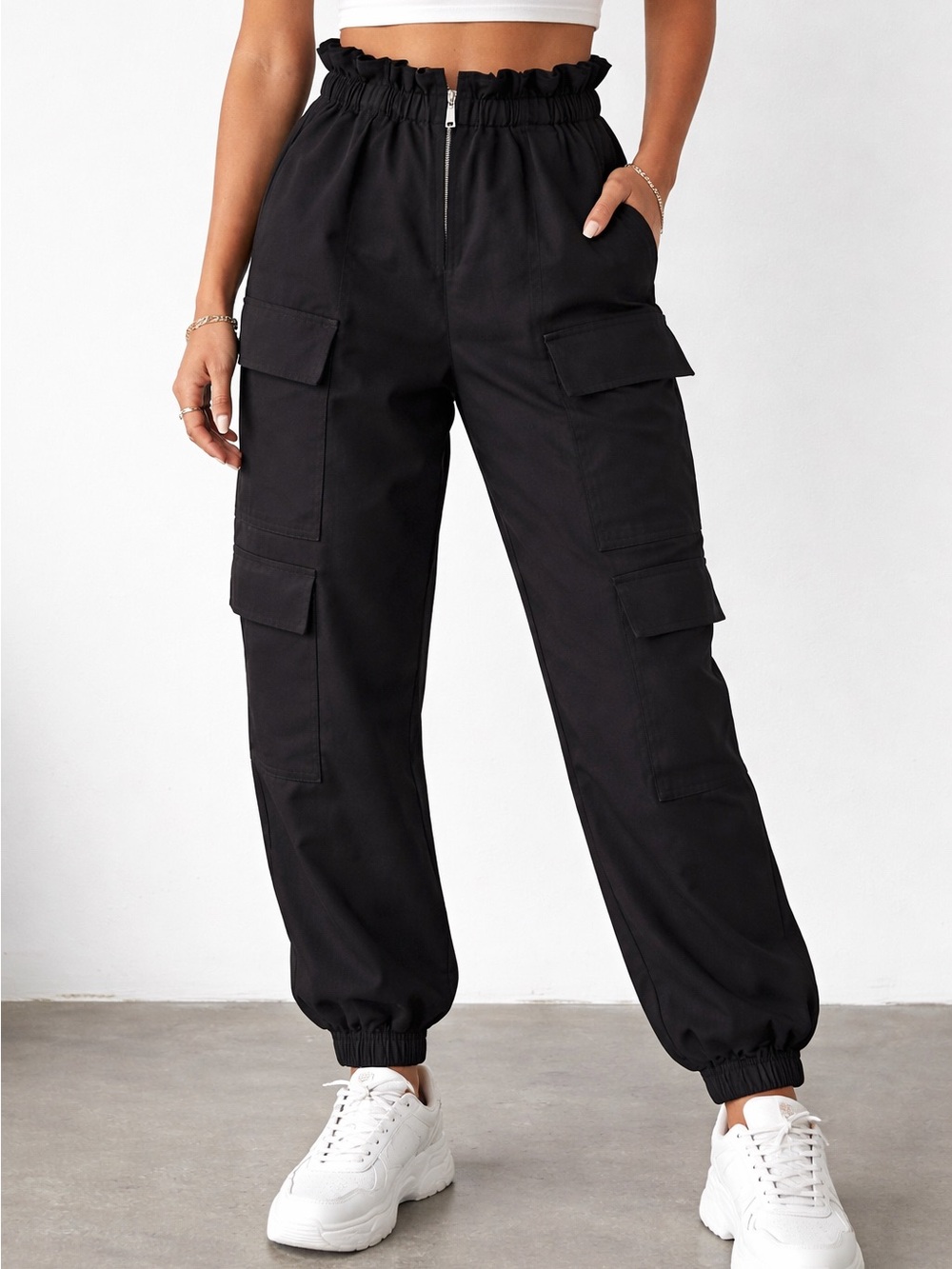 Banana Republic BR Sport Black Cargo Joggers Pants Women’s Small High Rise